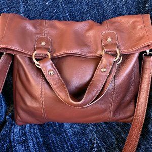 Liz Claiborne Soft Leather Tote Fold Over Shoulder Bag